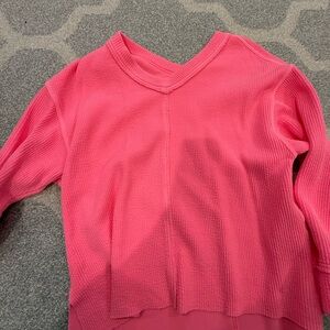 Aerie Bright Pink V-Neck Sweater